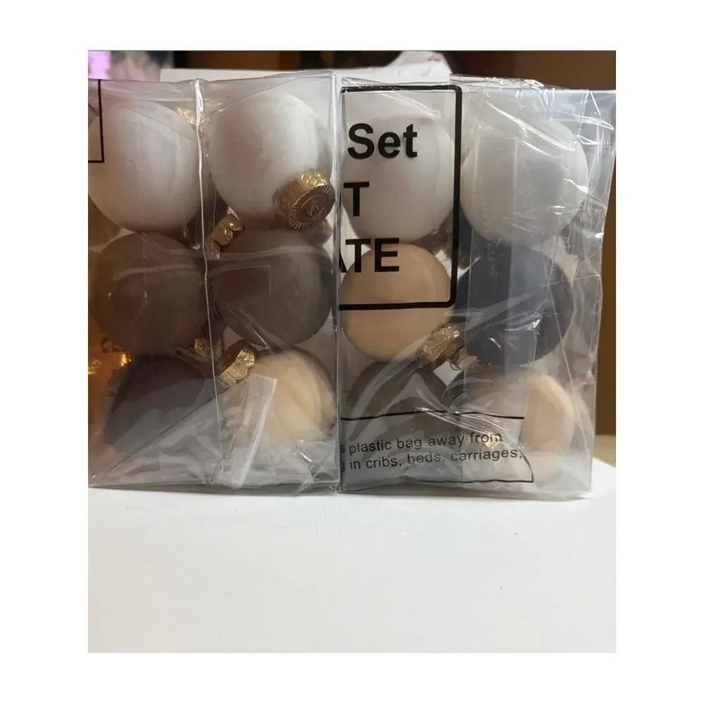 Holloway Matte Ornament Set in Cream, Brown, White